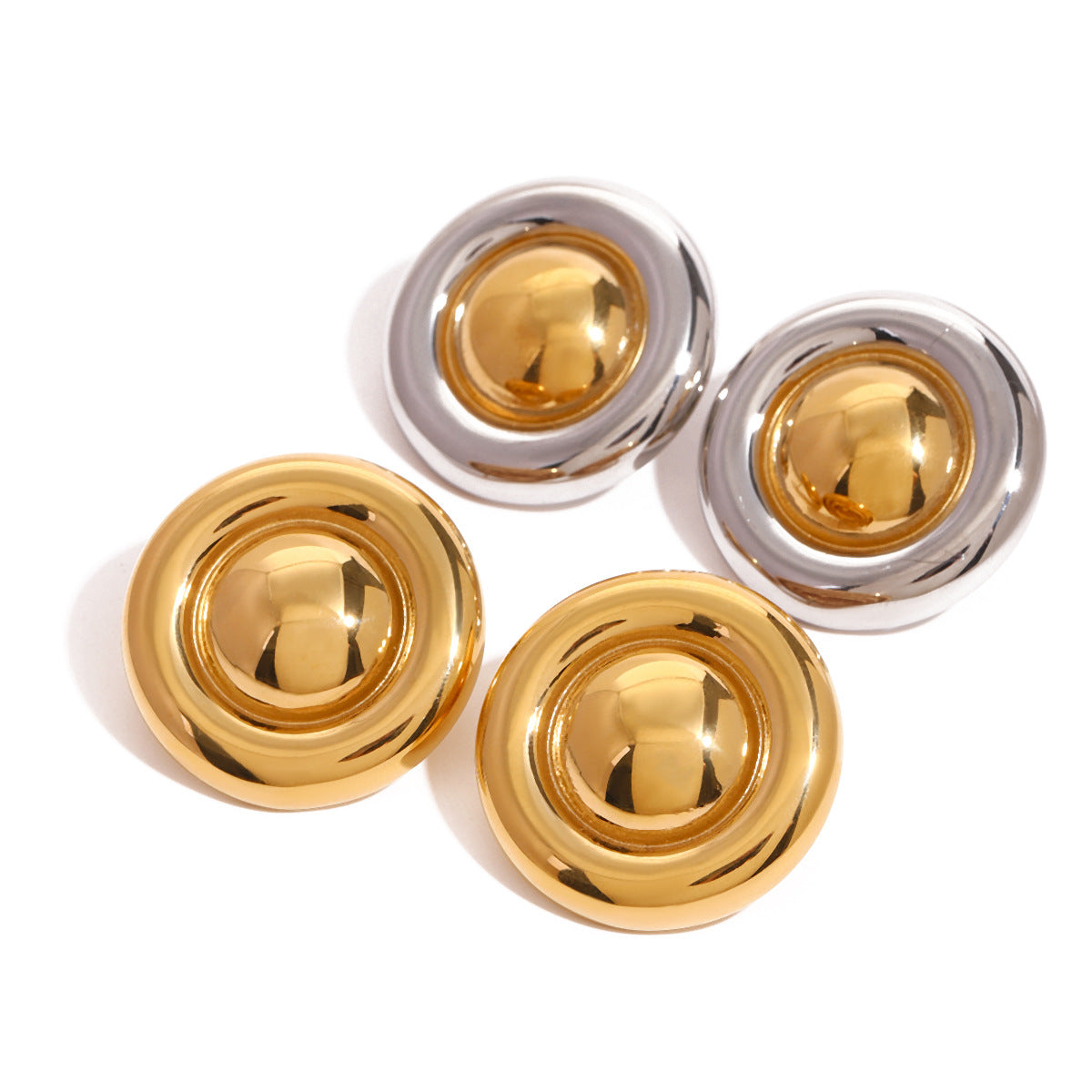 Pendientes de aro de acero inoxidable con forma de círculo geométrico, bañados en oro de 18 quilates, minimalistas y vintage para mujer