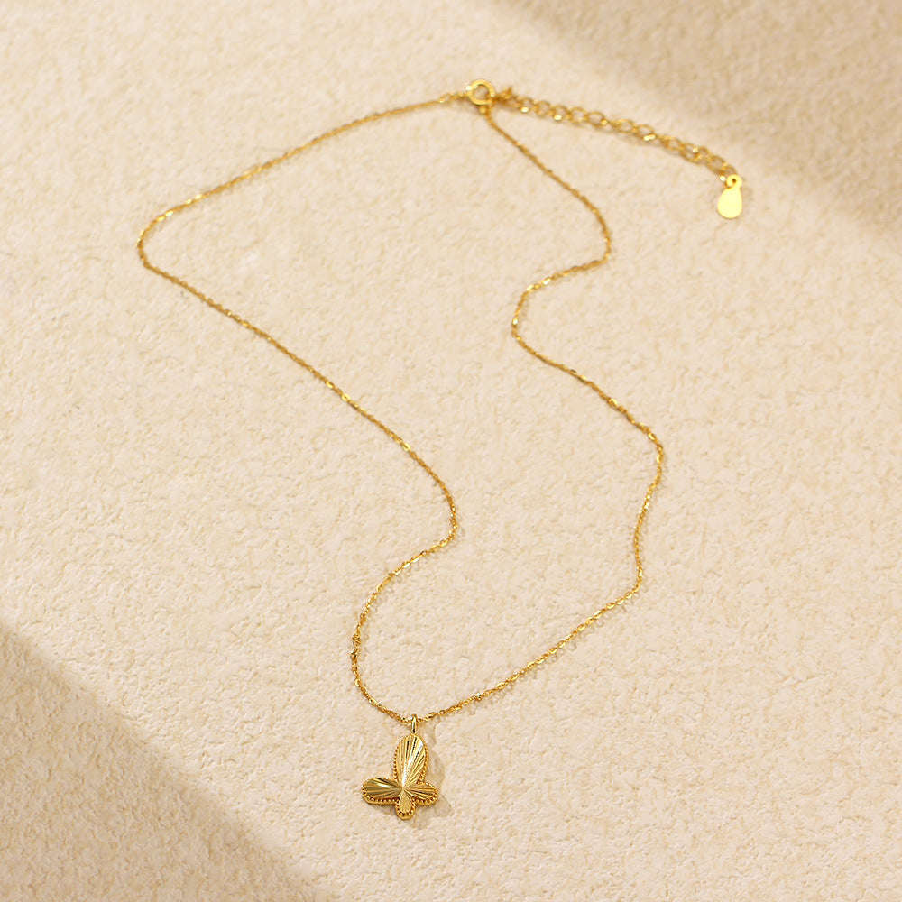 Dolce Collana con Ciondolo a Farfalla Placcato Argento Sterling 925, Stile Minimalista, per Donna