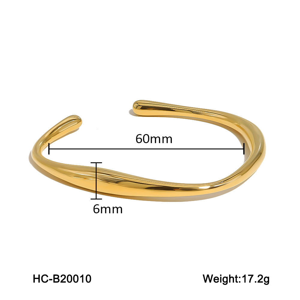 Geometric Irregular Stainless Steel Bracelet for Women with Plated Finish, Fashionable and Versatile Design