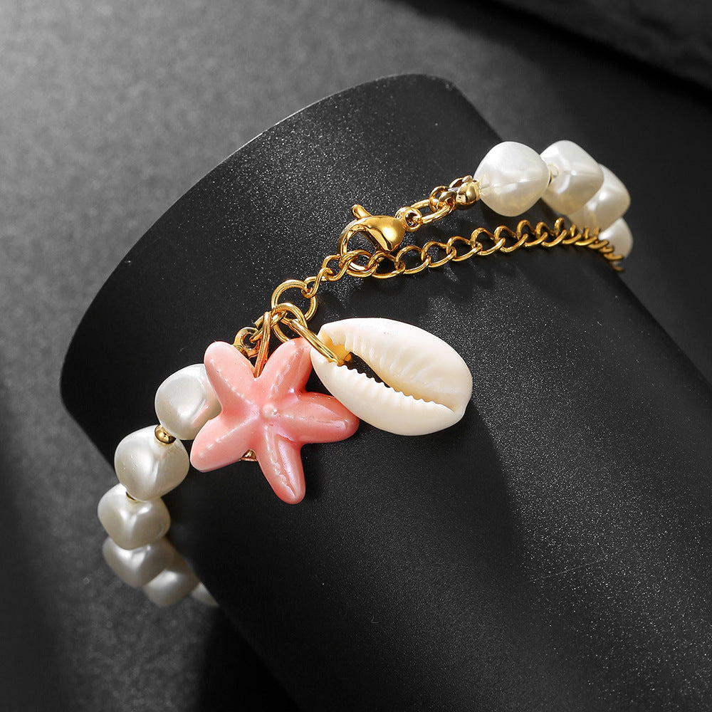 Sweet Geometric Turquoise Ceramic Imitation Pearl Bracelet for Unisex