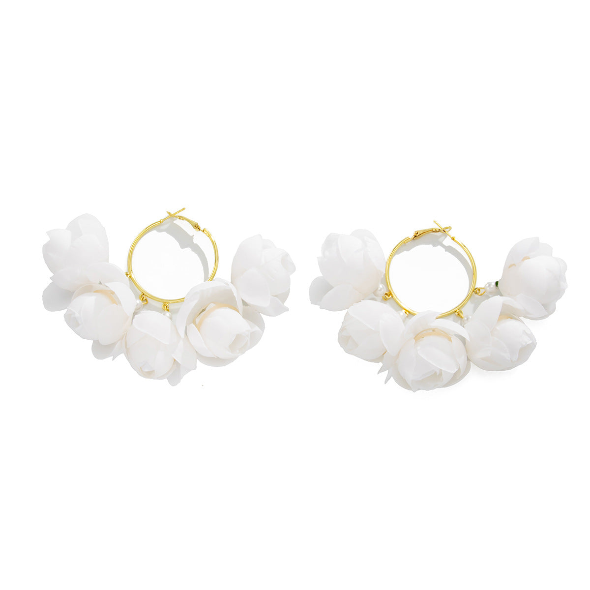 Sweet Floral Pearl Crystal Drop Earrings Steel Post