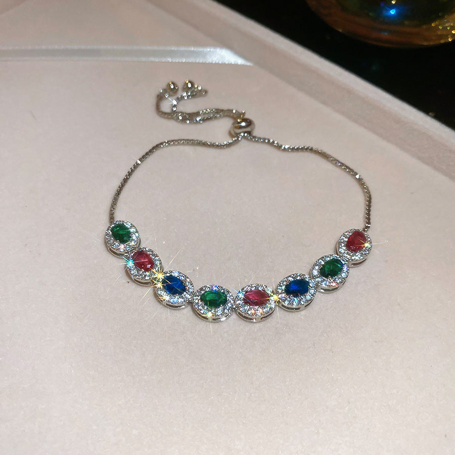 Luxury Elegant Geometric Alloy Plated Bracelet with Cubic Zirconia for Women