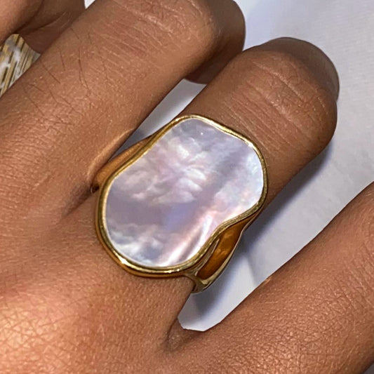 Irregular Geometric Stainless Steel Ring with Plated Finish for Women Minimalist Statement Jewelry