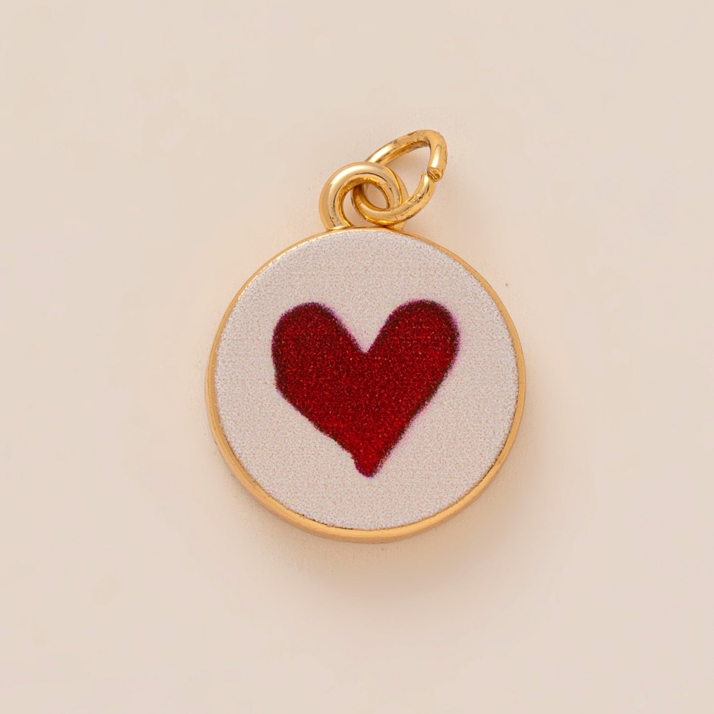 Sweet Floral Heart Brass Plated Drip Oil Charm Bar