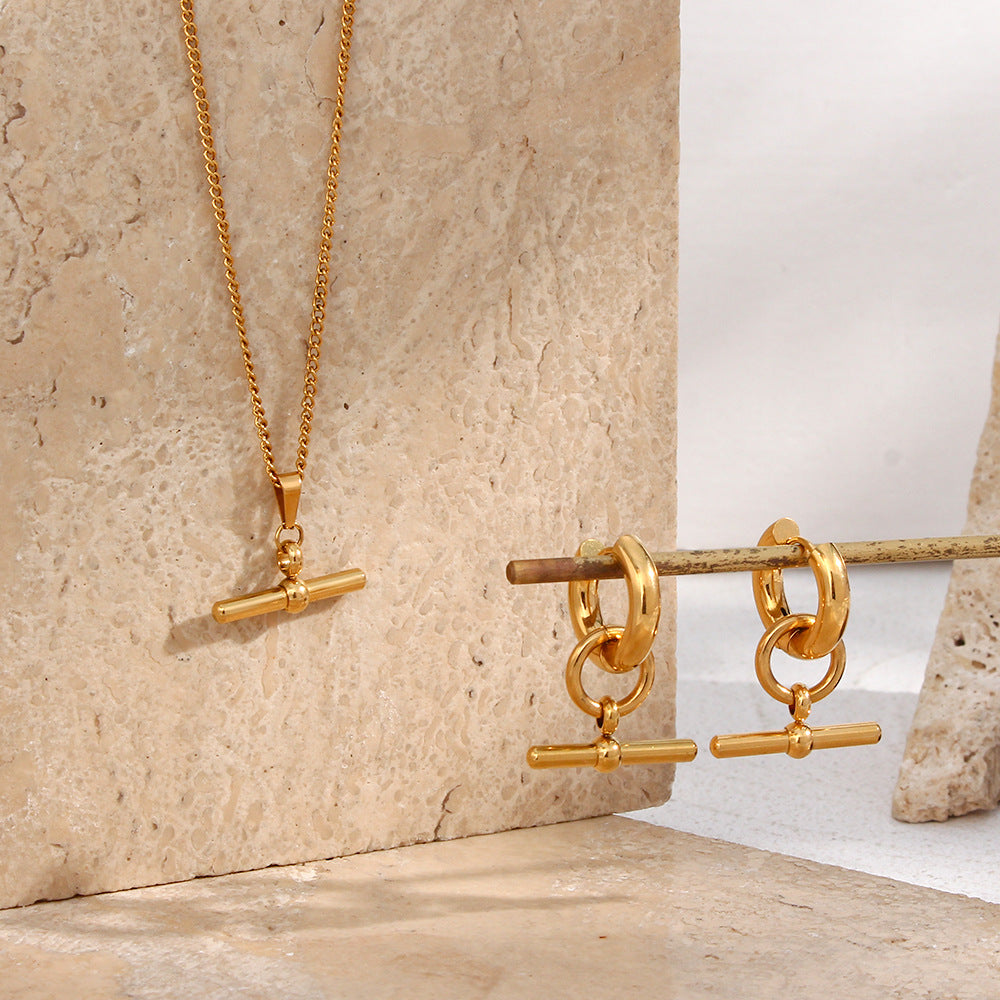 Collana a catena cubana in acciaio inossidabile geometrica minimalista con finitura galvanizzata da donna
