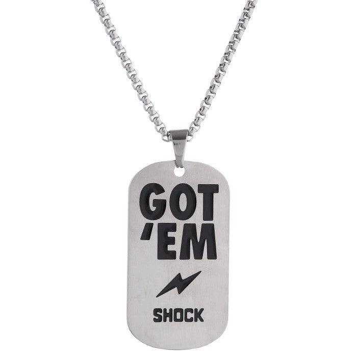 Streetwear Geometric Square Titanium Steel Pendant Stainless Steel Ball Chain Necklace for Unisex