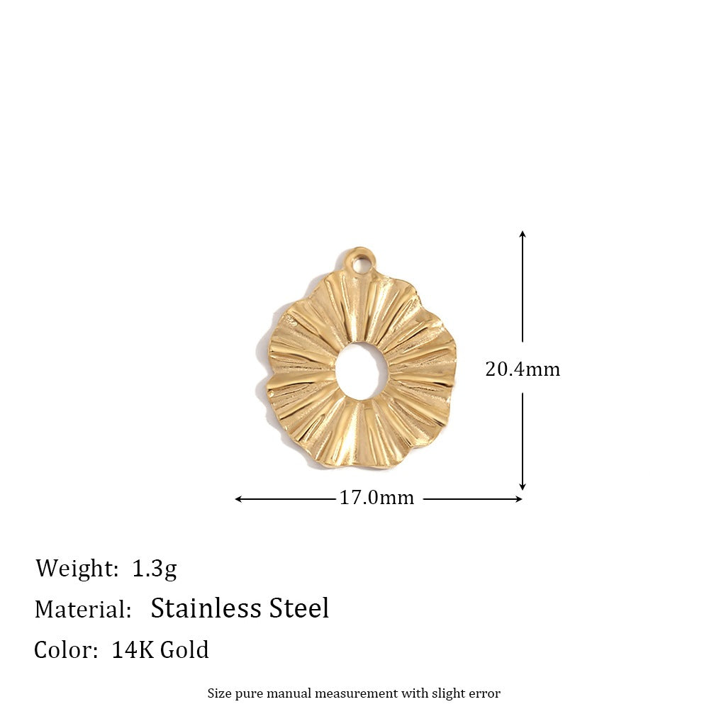 Minimalist Geometric Pendant with 14K Gold Plated Stainless Steel Round Heart Shape and Greek Key Pattern for DIY Jewelry Making