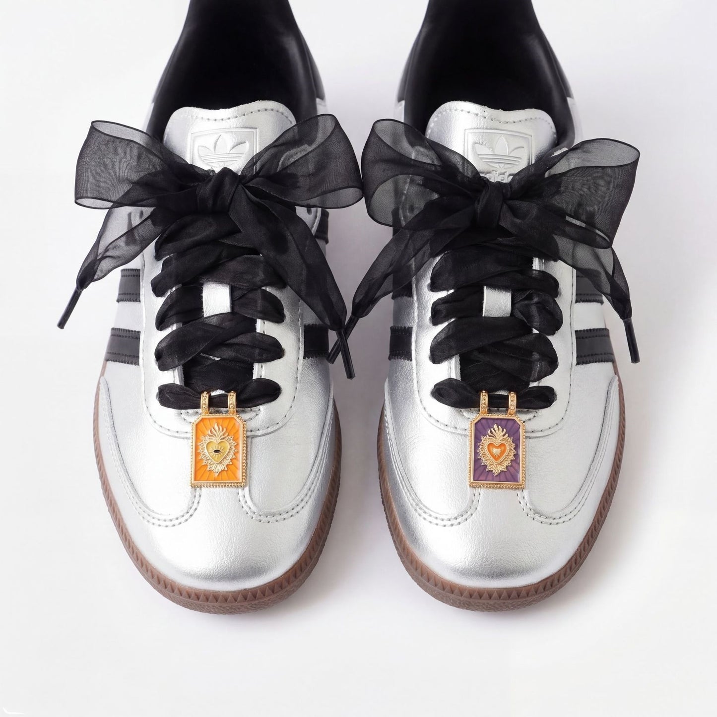 Vintage Plated Brass Heart Star Moon Floral Pearl DIY Charm Bar Shoe Accessories