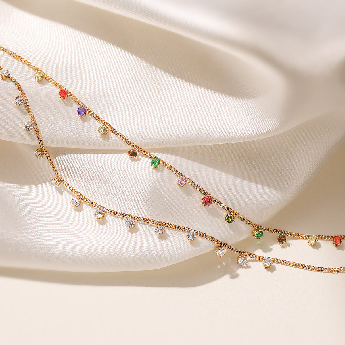 Minimalist 18K Gold Plated Geometric Stainless Steel Necklace with Cubic Zirconia for Women