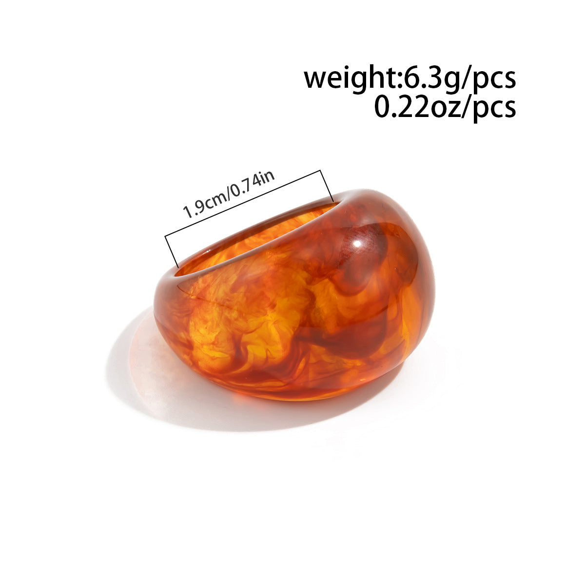 Gradient Geometric Oval Resin Ring for Women Stackable Wide Band