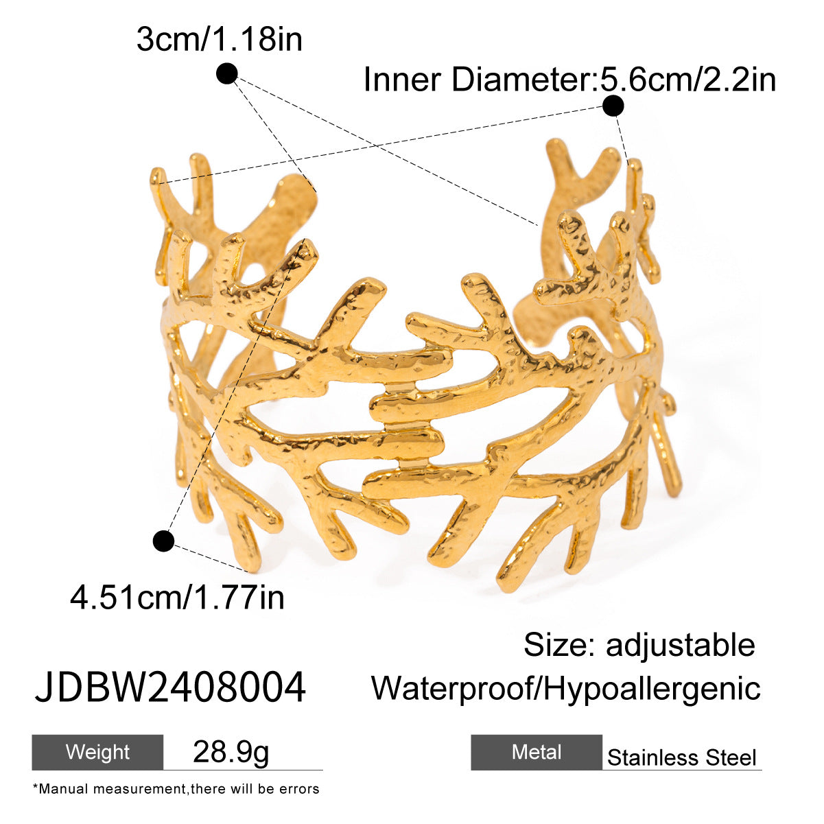 Luxury Stainless Steel Plated Shell Bracelet for Women