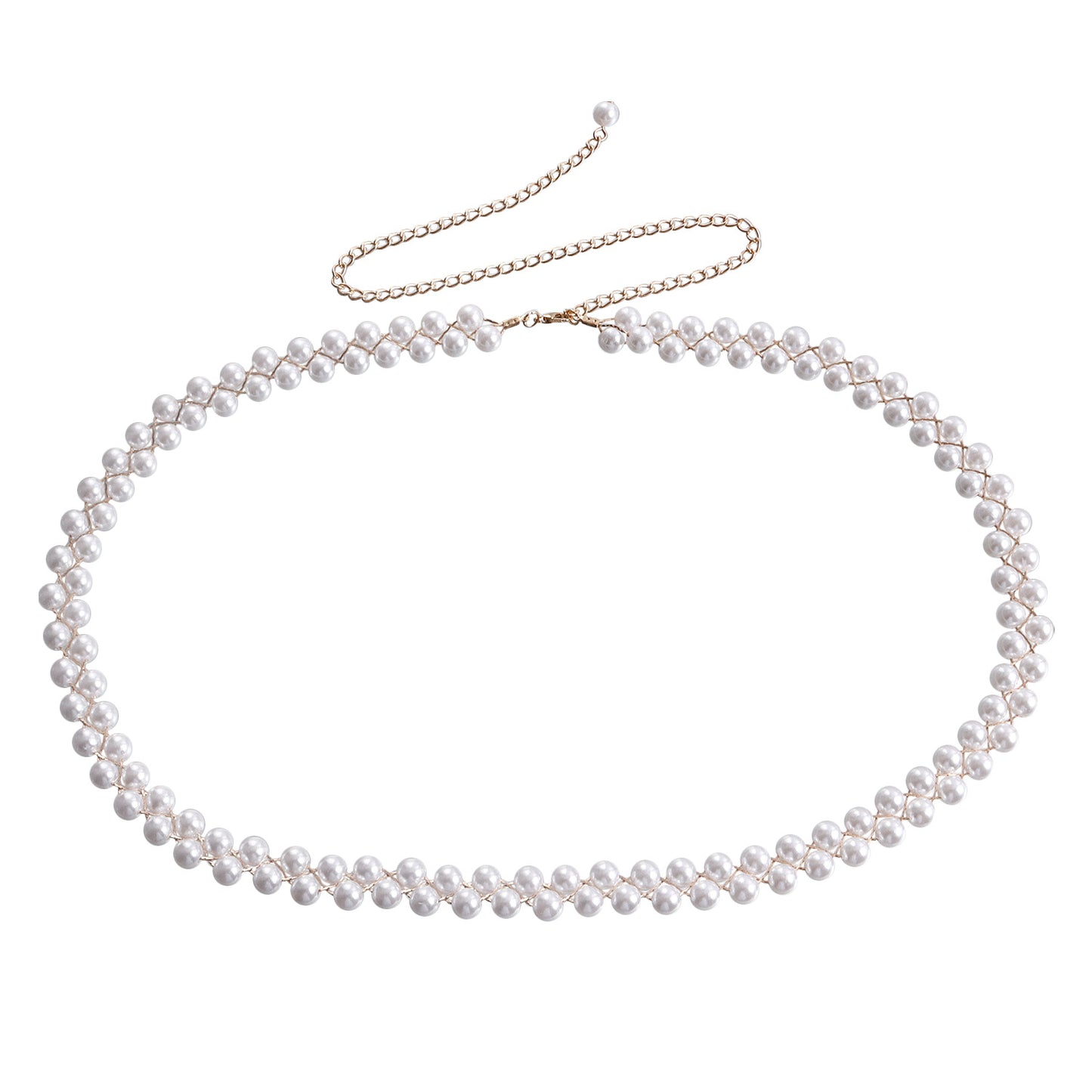 Punk Style Single-Layer Waist Chain for Women in Metal with Pearl-Like Accents for Summer and Nightclub Wear