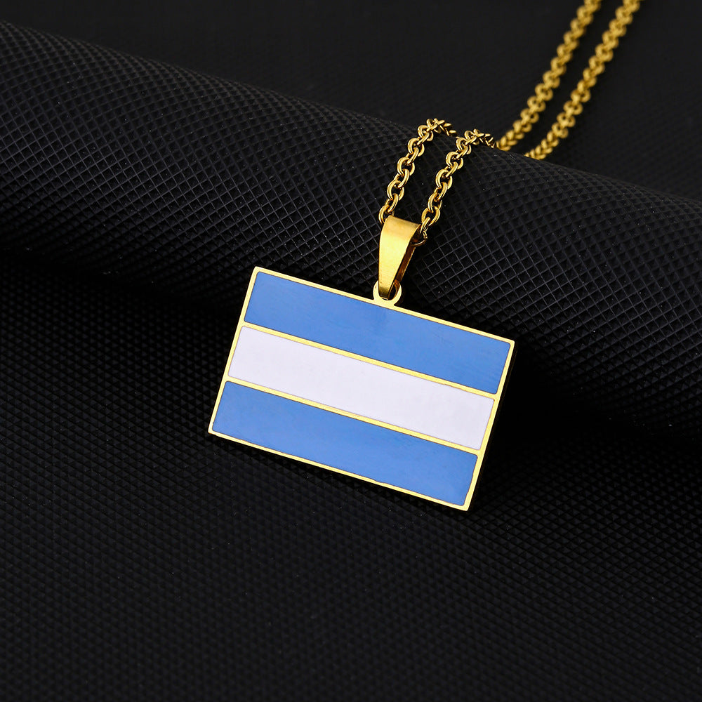 Collar con colgante de acero inoxidable geométrico étnico con acabado chapado al vacío para uso unisex
