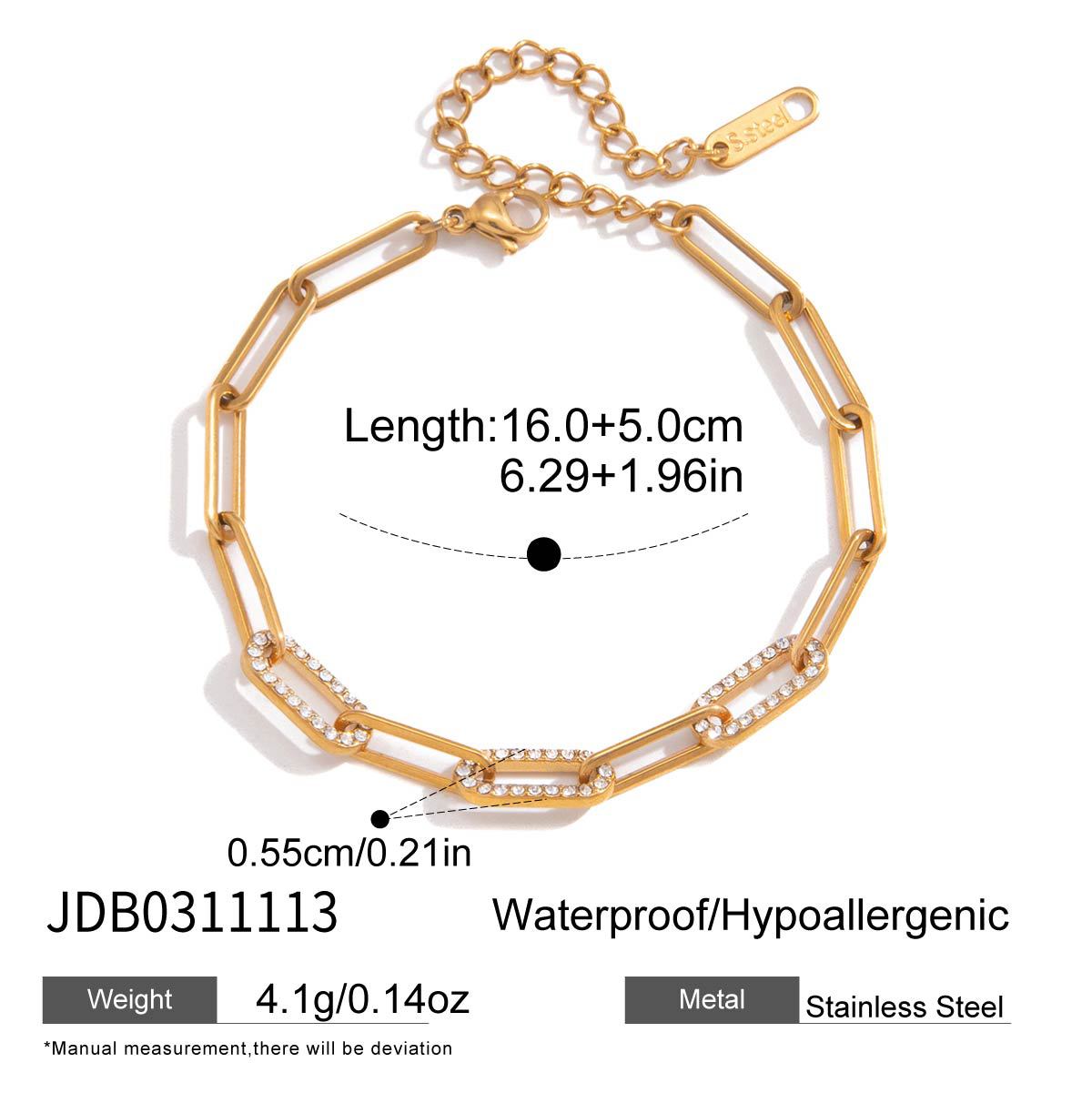 Elegant Minimalist Geometric Round Stainless Steel Plated Cubic Zirconia Bracelet for Women