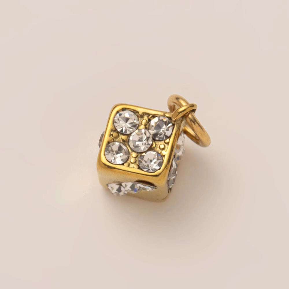 Vintage PVD Gold Plated Stainless Steel Geometric Astronaut Charm Bar
