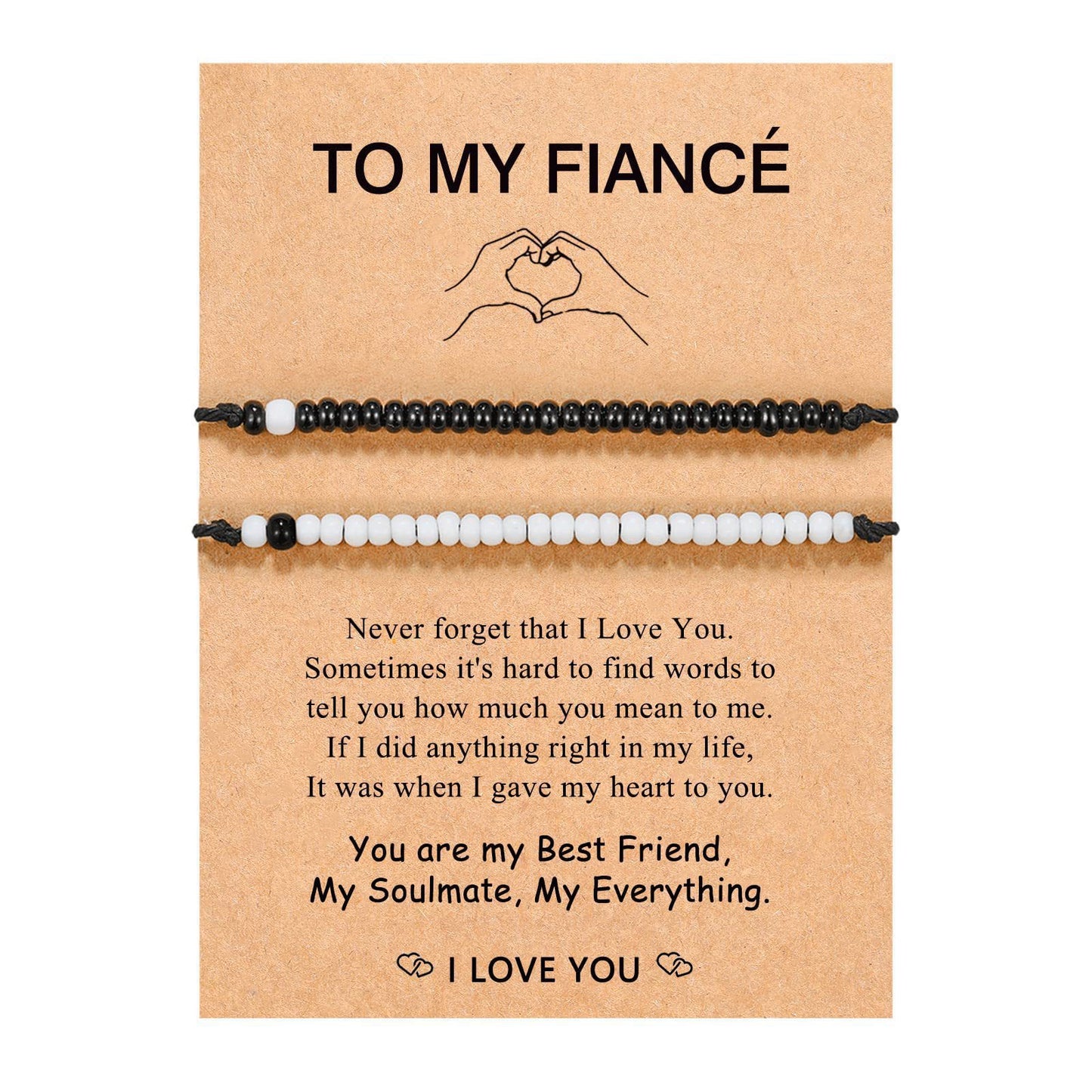Minimalist Geometric Acrylic Beaded Bracelet Set with Morse Code I Love You Design for Couples
