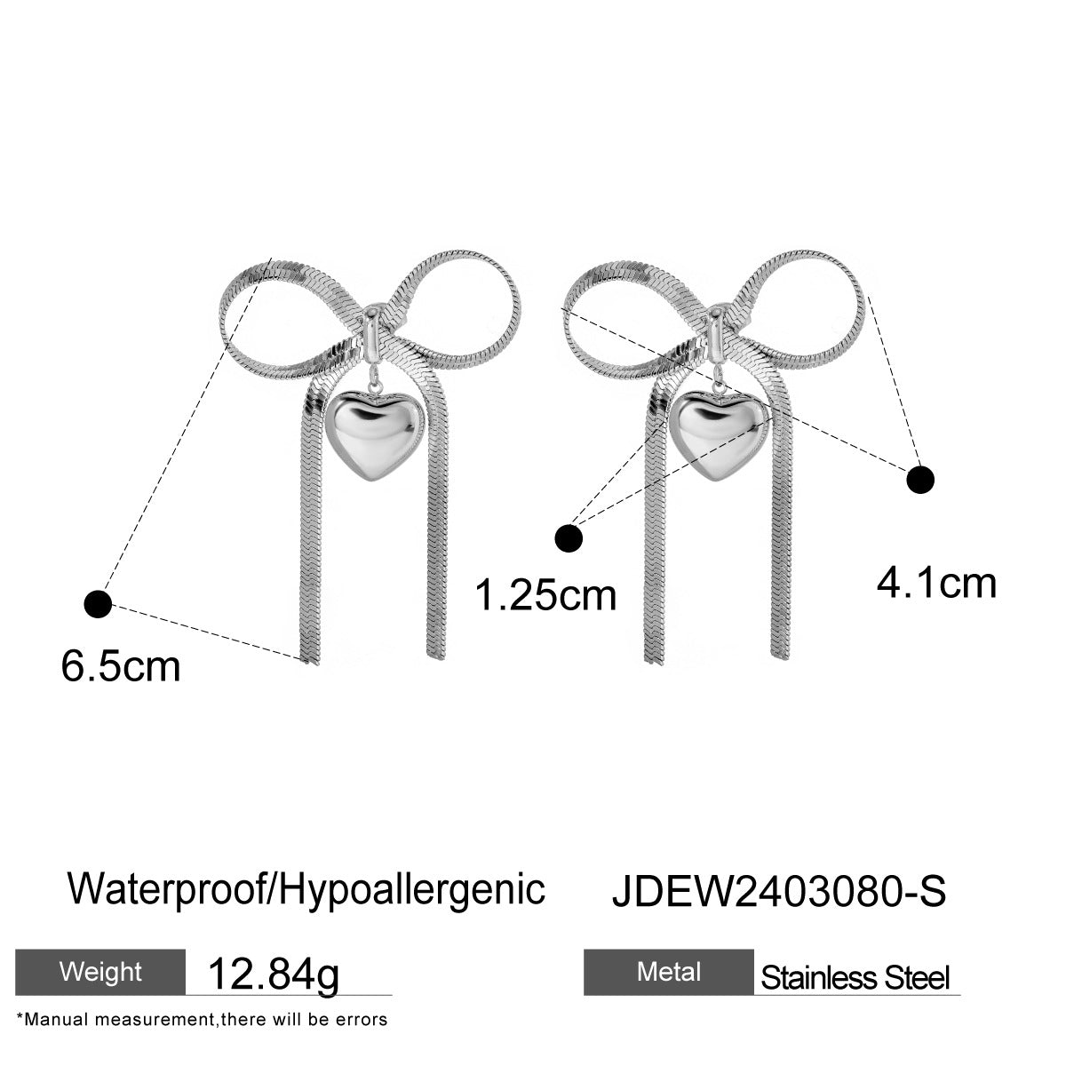 Pendientes Minimalistas de Acero Inoxidable con Lazo y Diseño de Corazón para Mujer con Acabado Chapado