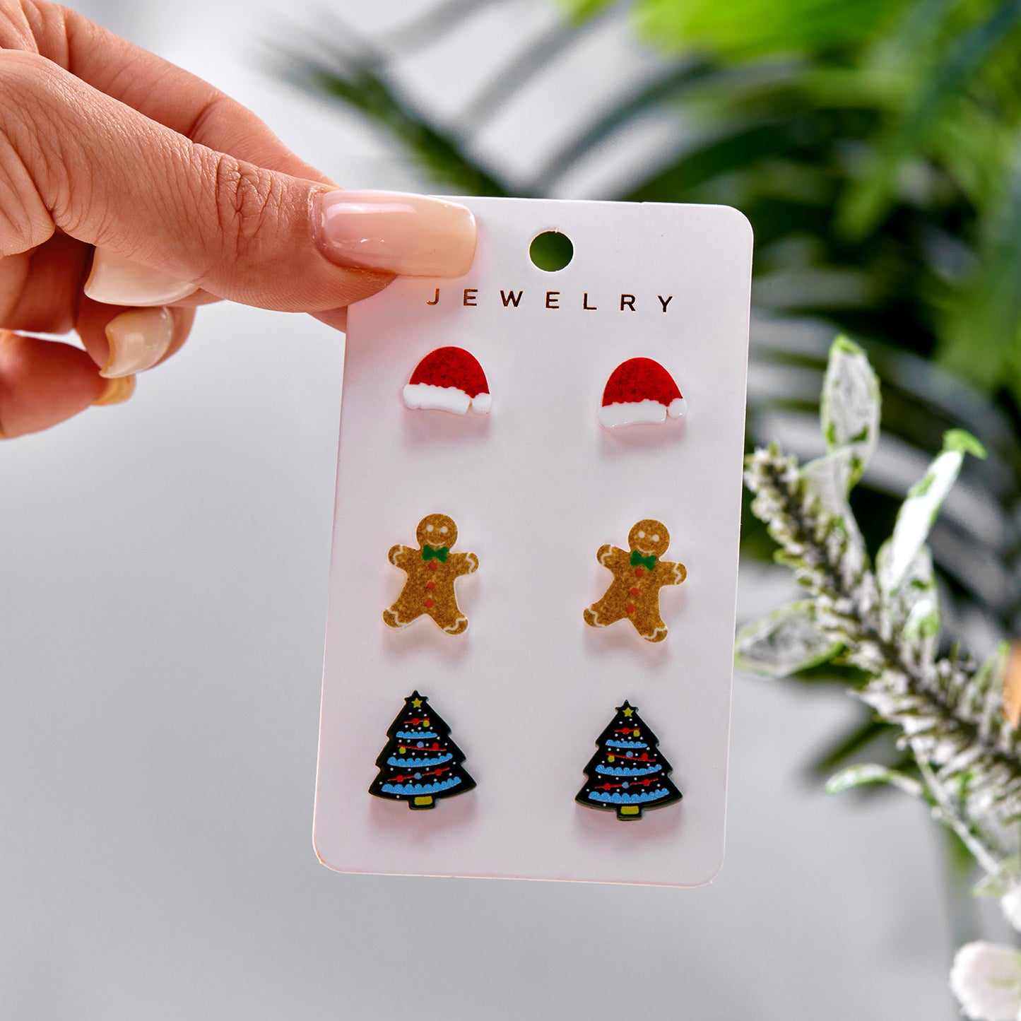 Set de pendientes de acrílico con diseño de ciervo navideño y acabado chapado para uso unisex en vacaciones