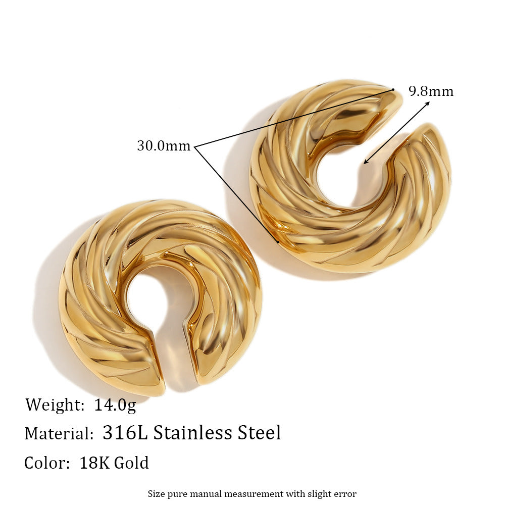Pendientes de acero inoxidable con forma de triángulo geométrico minimalista y chapado en oro de 18 quilates para mujer