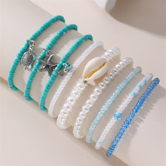 Set braccialetti in resina a forma di stella bohémien a tema oceano e spiaggia per bambine dai 6 ai 10 anni