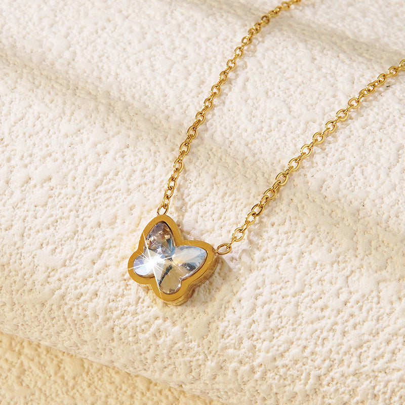 Minimalist Heart Teardrop Geometric Stainless Steel Plated Pendant Necklace for Women