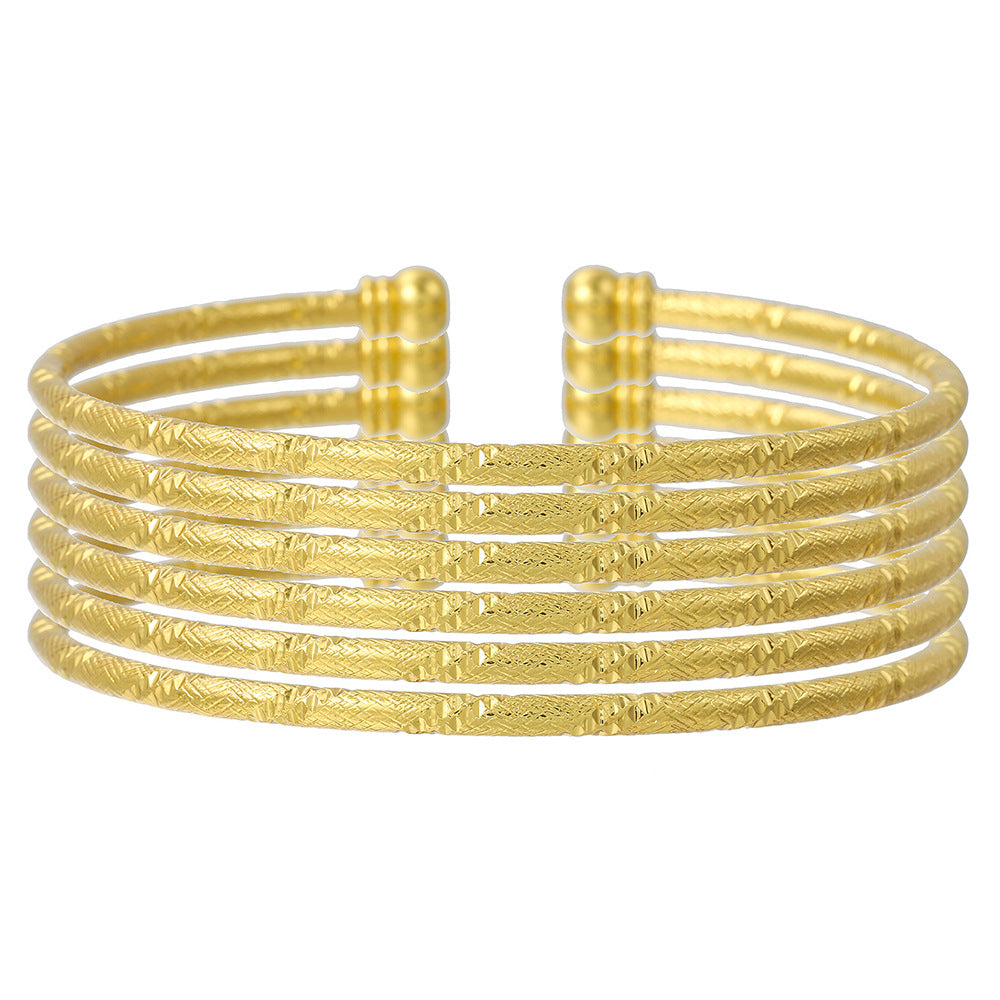 Unique Gold Plated Geometric Round Alloy Bracelet for Women