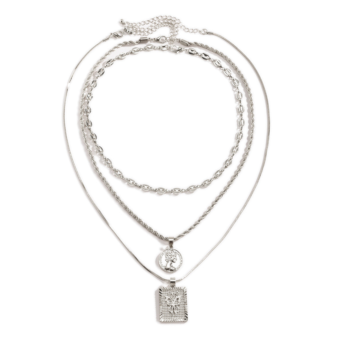 Ethnic Hip-hop Geometric Figure Pendant Plated Alloy Necklace Singapore Chain Women's Jewelry