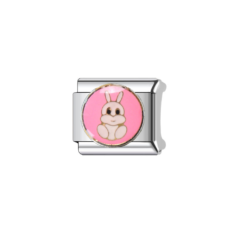 Sweet Cartoon Animal Stainless Steel Plated DIY Charm Bar Bracelet
