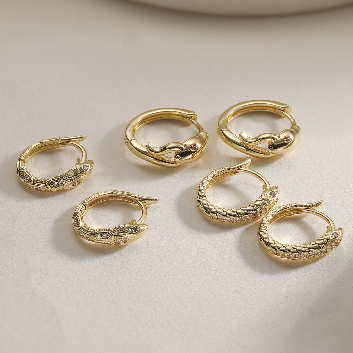 Minimalist Bohemian 18K Gold Plated Brass Geometric Cubic Zirconia Earrings for Women