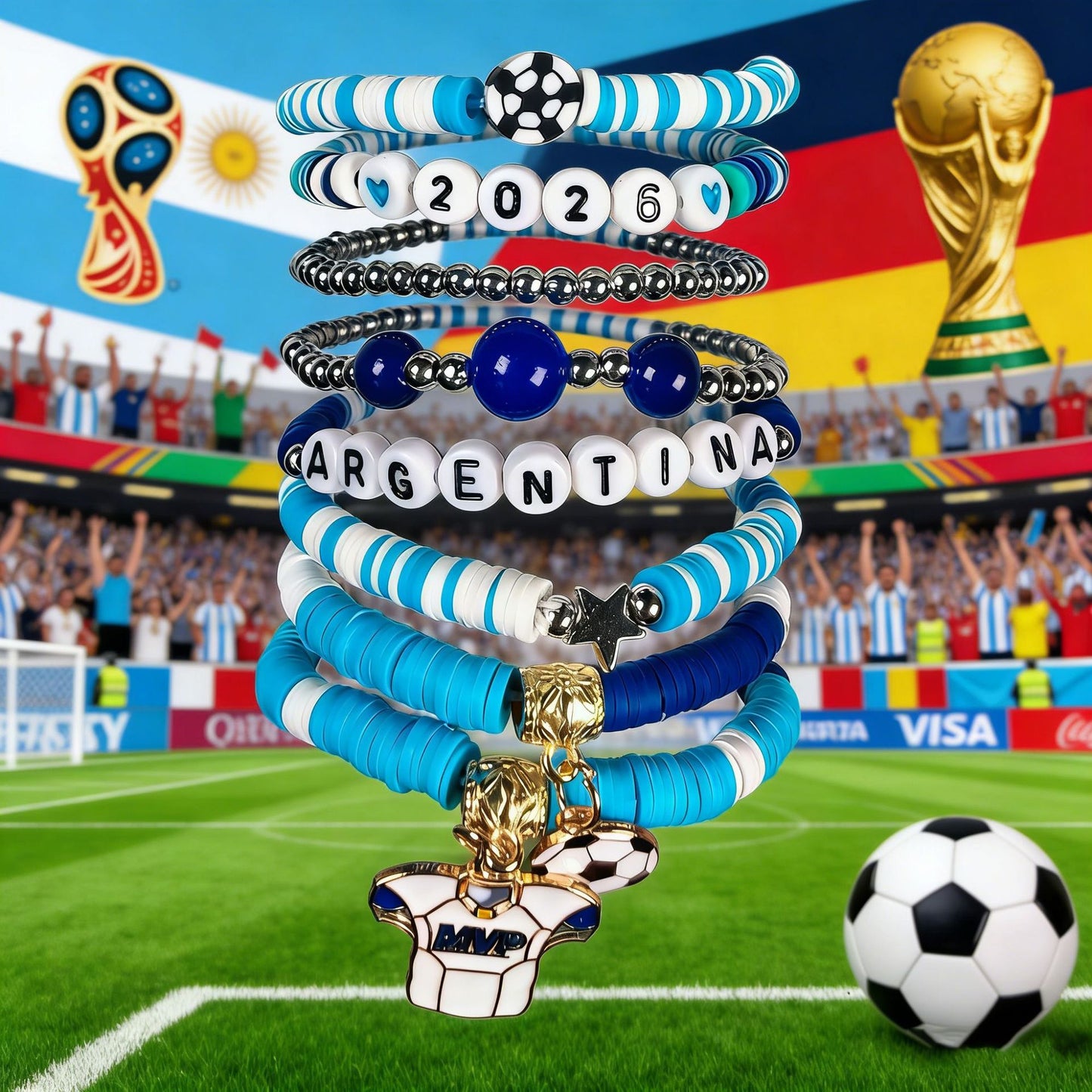 Vintage Handmade Resin Bracelet Unisex World Cup Fan Jewelry