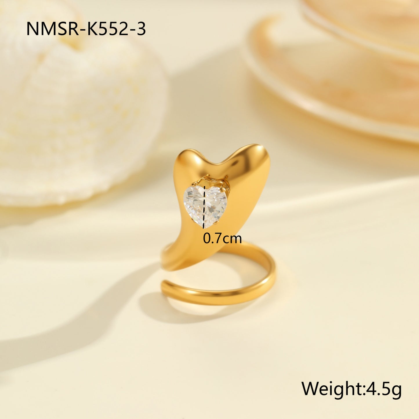 Anello da donna minimalista geometrico con zirconi in acciaio inossidabile con finitura placcata