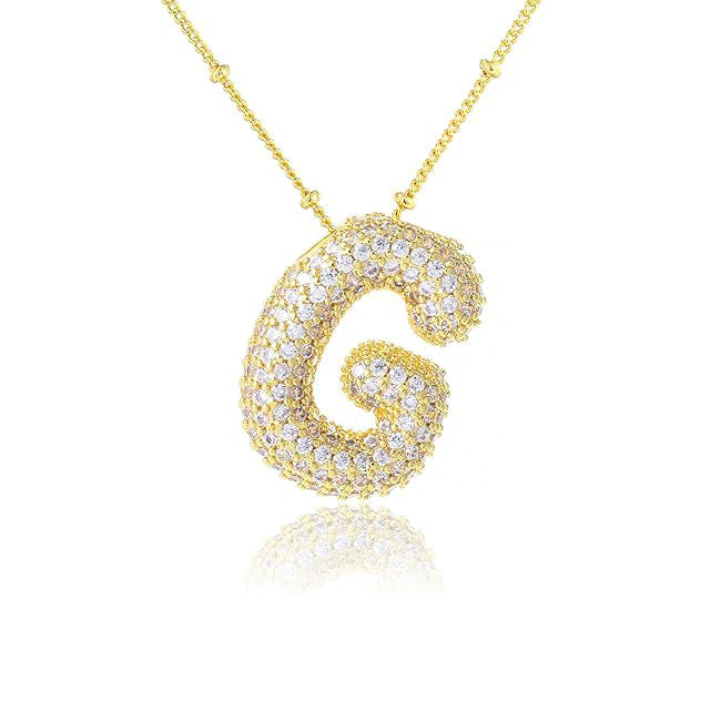 Fashion Plated Brass Letter Bubble Pendant Necklace for Women