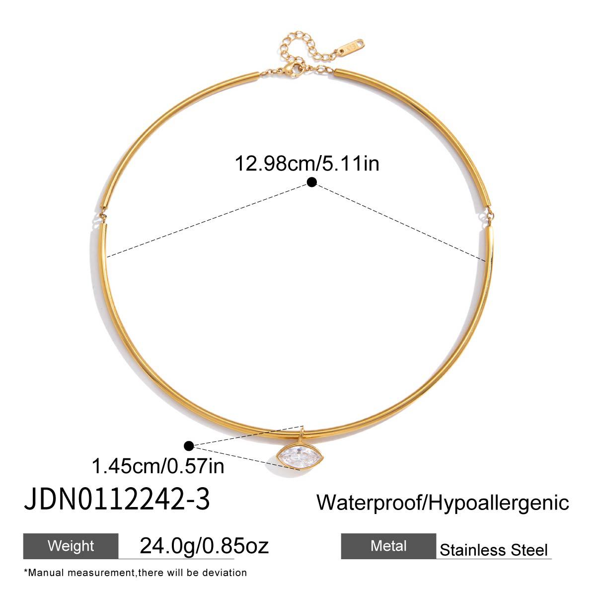 Minimalist Geometric Round Stainless Steel PVD Cubic Zirconia Pendant Necklace for Women