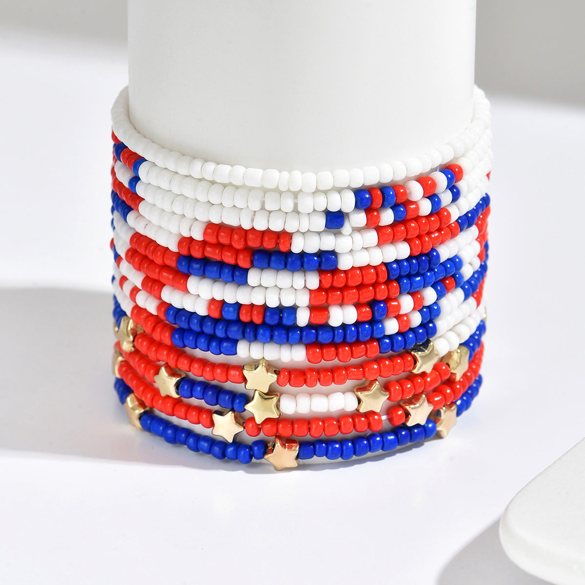 Casual Unisex Glass Beaded Bracelet Set with Star and Heart Charms