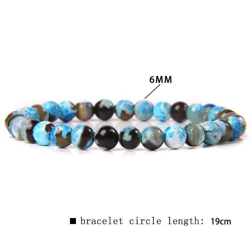 Elegant Casual Geometric Natural Agate Beaded Bracelet Unisex 6mm