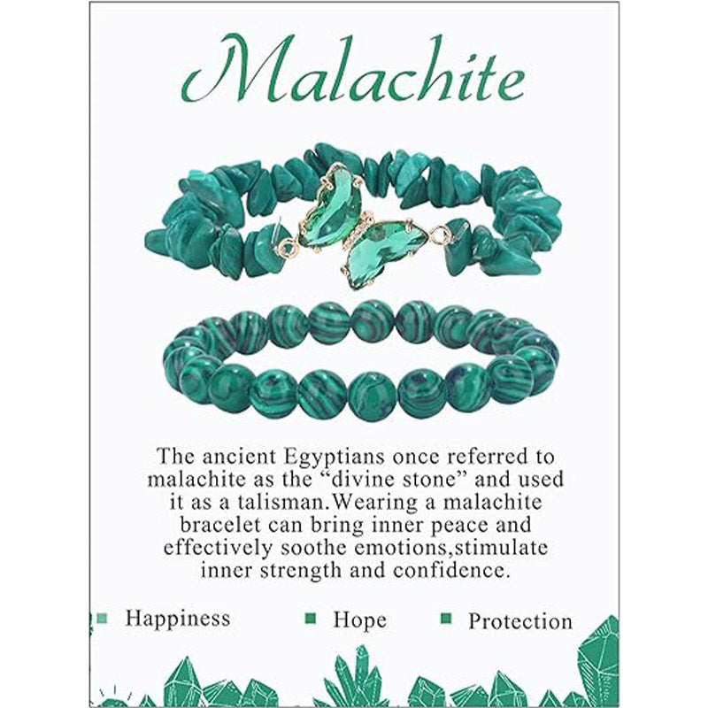 Natural Stone Geometric Butterfly Beaded Bracelet Set for Women