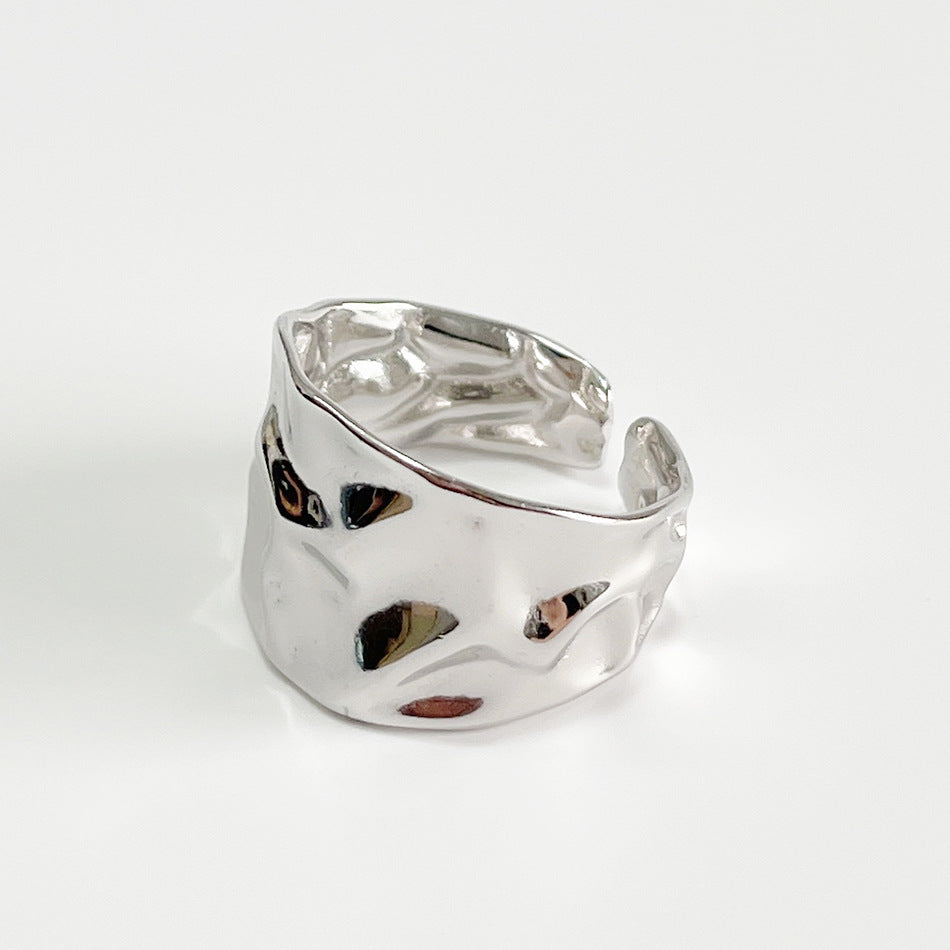 Anillo de Lujo de Plata de Ley 925 con Incrustaciones Geométricas de Corazón Asimétrico para Mujer