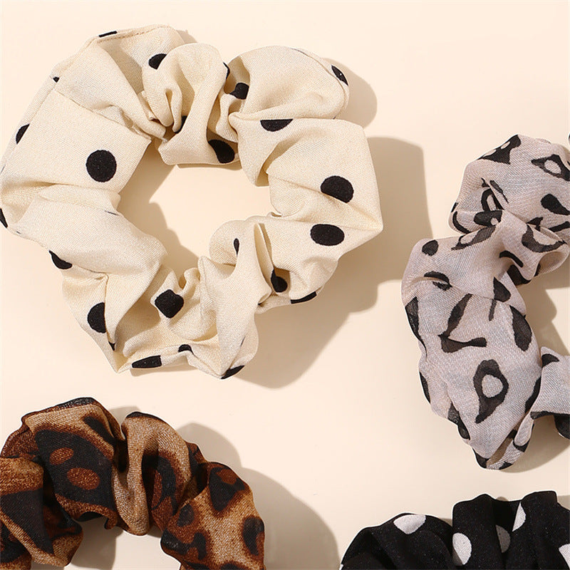 Set di elastici per capelli minimalisti a pois da bambina con motivo a margherita e texture a maglia in tessuto