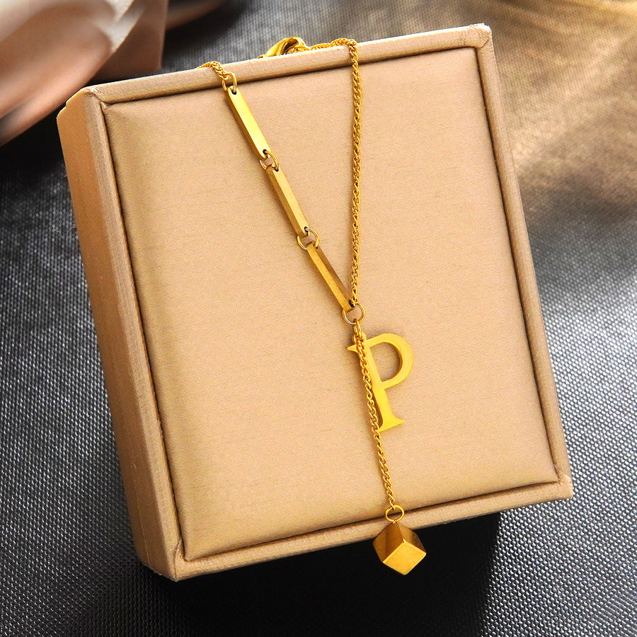 Minimalist Elegant 18K Gold Plated Stainless Steel Letter Bracelet