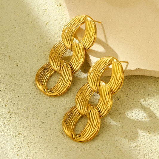 Minimalist Geometric Round Titanium Steel Earrings with Plated Finish for Women