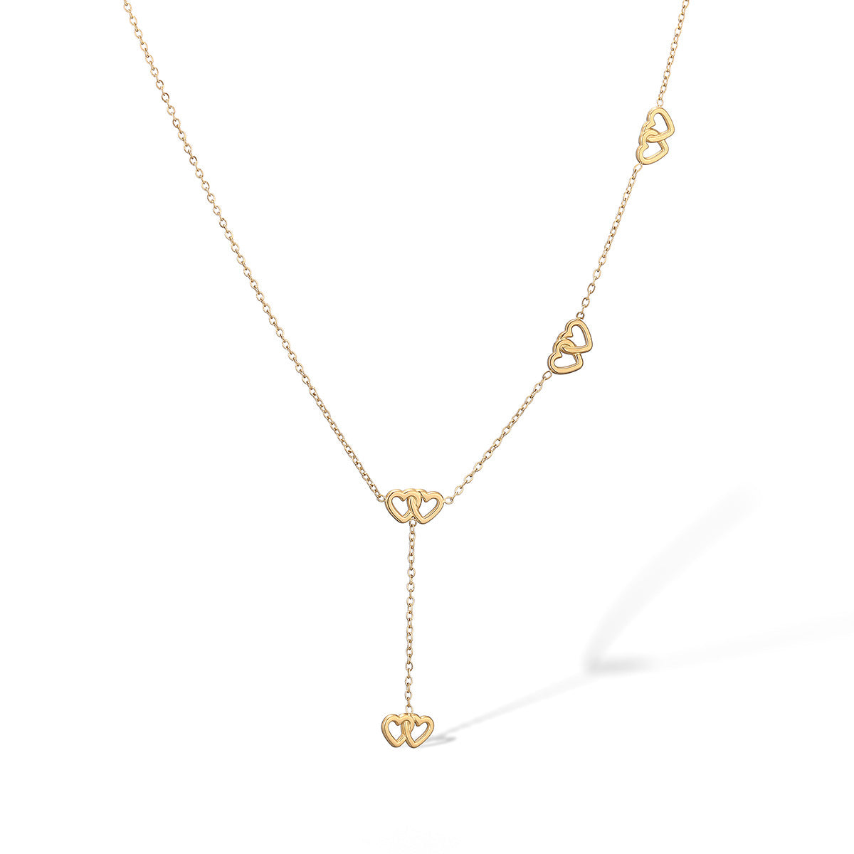 Minimalist Geometric Stainless Steel Pendant Necklace with 18K Gold Plating and Asymmetrical Tassel for Women