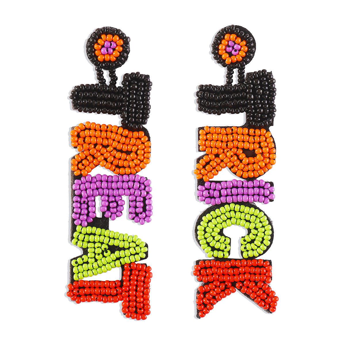 Divertidos Pendientes de Halloween de Dibujos Animados con Diseño de Calabaza, Fantasma y Calavera en Base Acrílica con Detalles de Diamantes de Imitación y Lentejuelas para Mujer