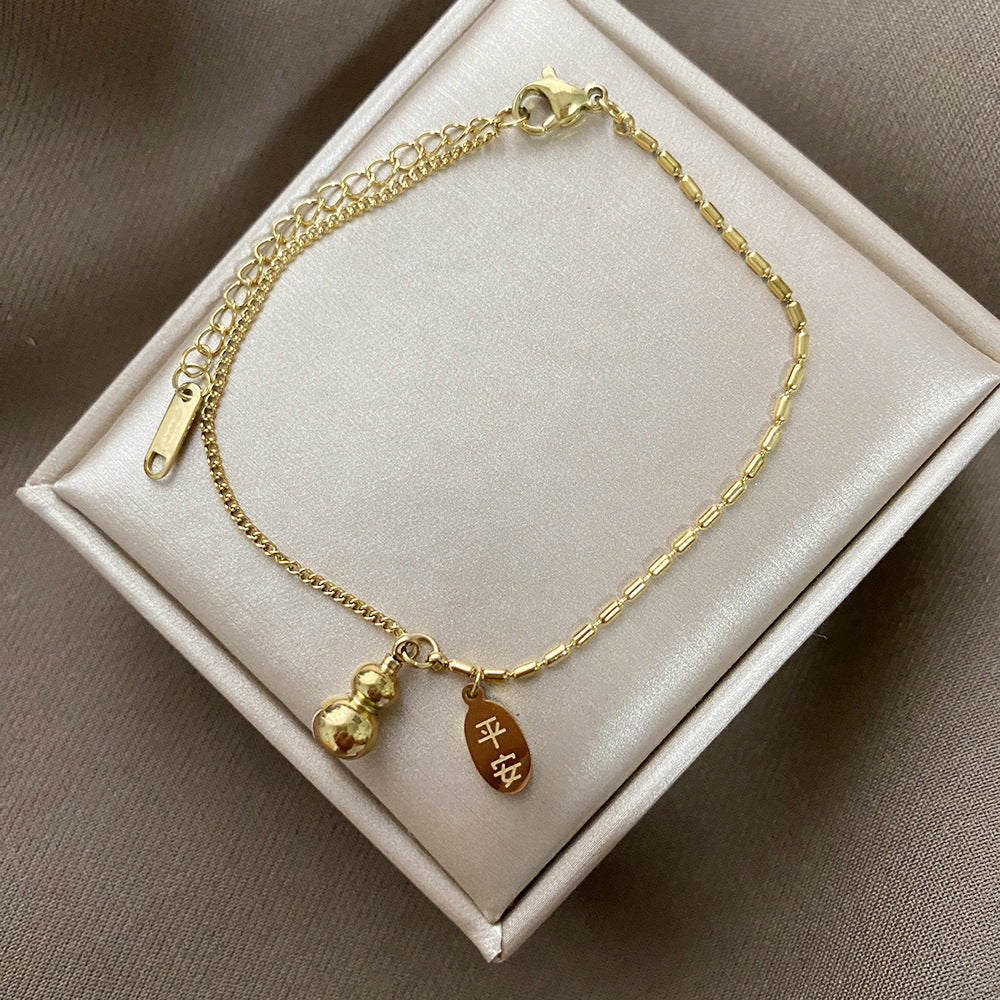 Vintage 18K Gold Plated Asymmetrical Gourd Leaf Floral Bracelet
