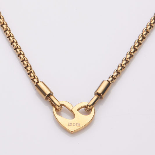 Minimalist Heart-Shaped Stainless Steel Pendant Necklace with Titanium Steel Inlay and Electroplated Finish for Unisex Valentine's Day
