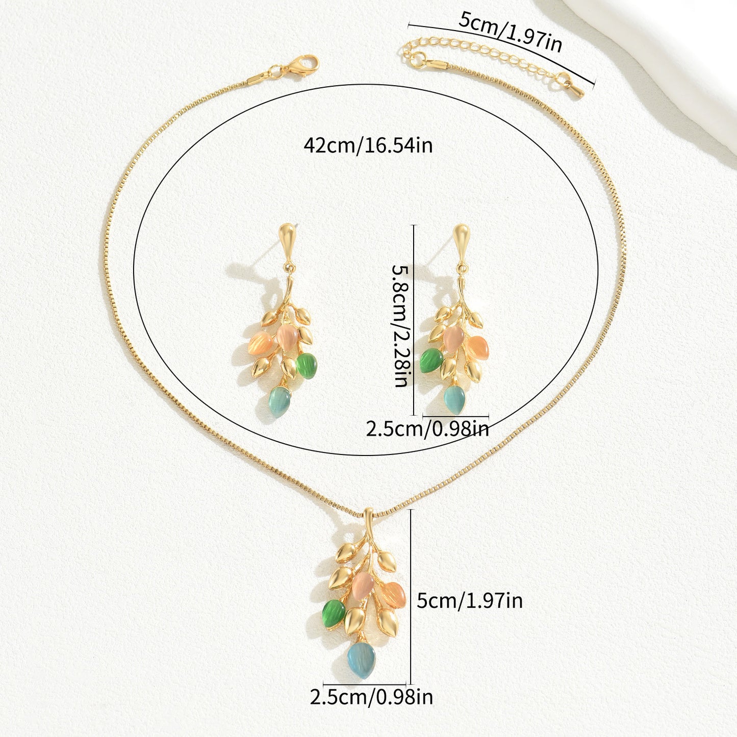 Juego de collar con colgante de espiga de trigo floral rústico dulce con incrustaciones de diamantes de imitación en cobre para mujer
