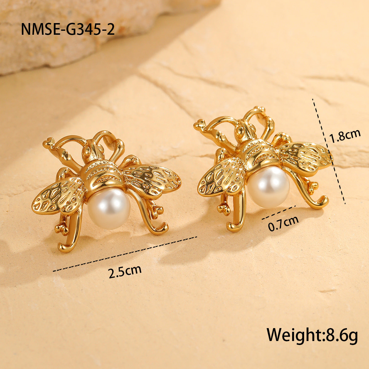 Vintage-Inspired Stainless Steel Bee and Geometric Earrings with 18K Gold Plating for Women