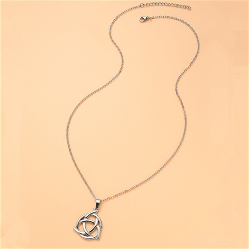 Minimalist Celtic Knot Pendant Necklace in Stainless Steel with Titanium Steel Charm and Electroplated Finish