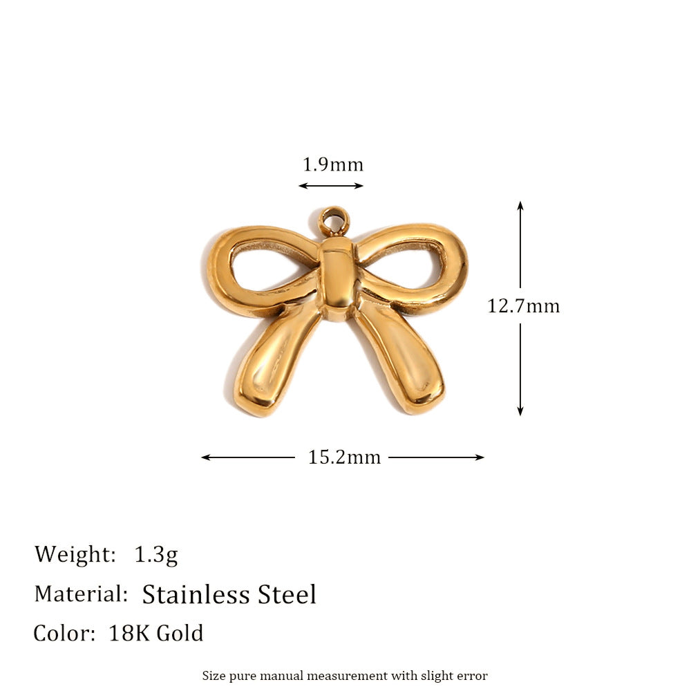 Vintage Geometric Four-Pointed Star Heart Pendant in Stainless Steel with 18K Gold Plating, Meteorite and Floral Bee Charms