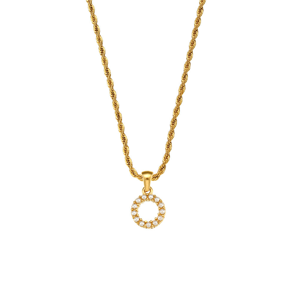 Fashionable Minimalist Letter Pendant Necklace for Women Stainless Steel Twisted Chain with 18K Gold Plating