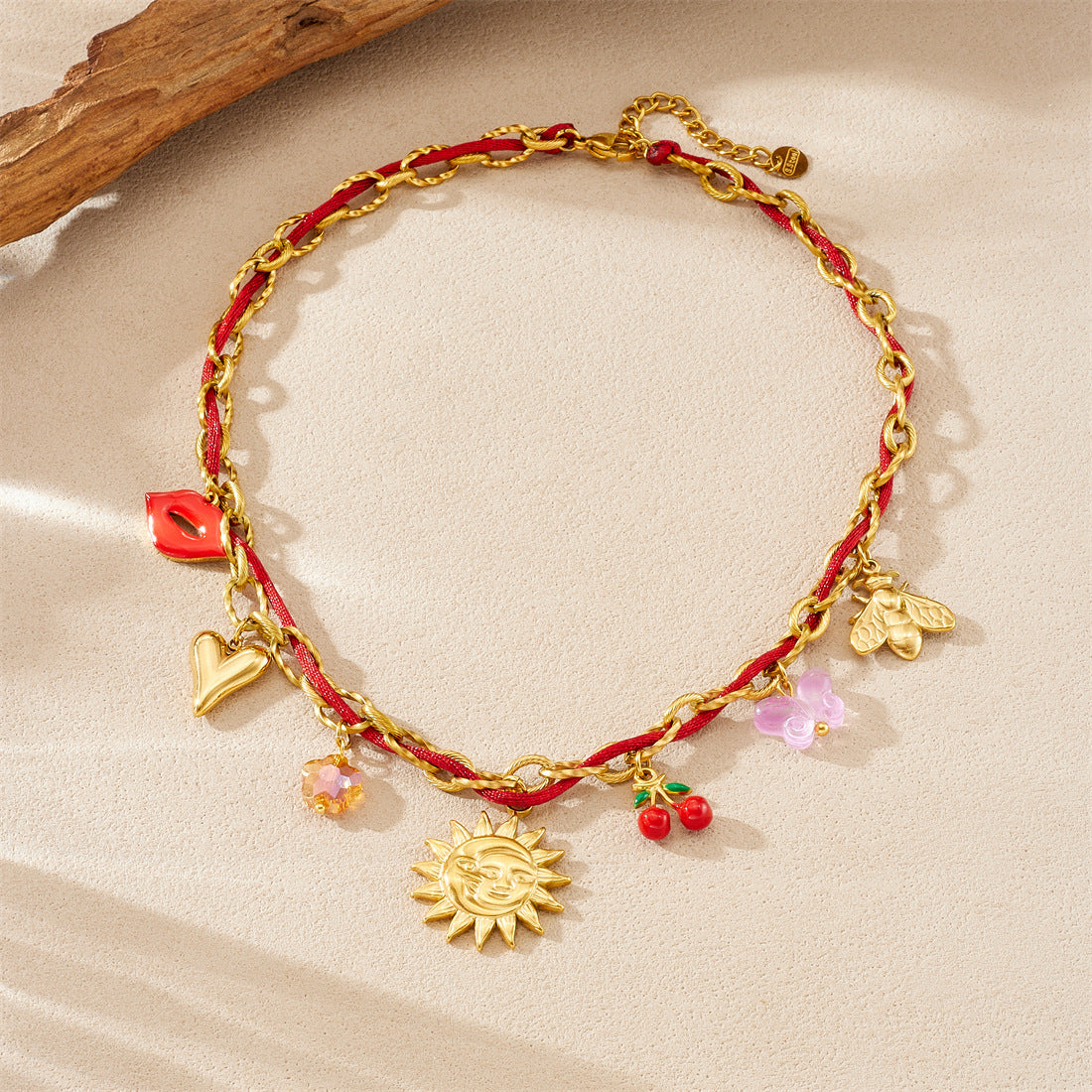 Sweet Gold Plated Heart Stainless Steel Necklace for Women